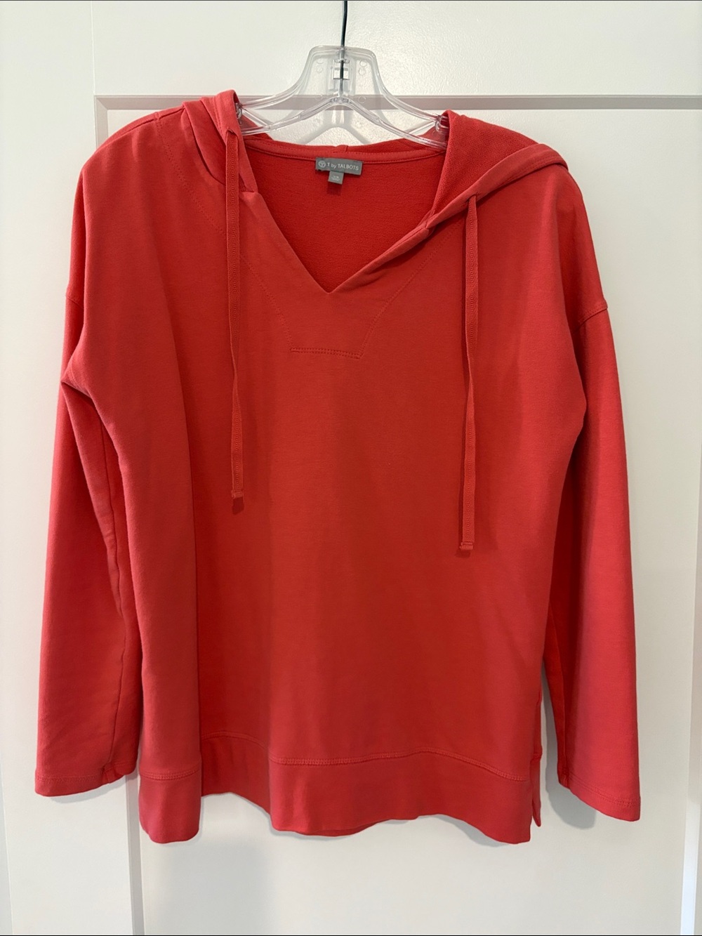 Talbots Coral V-Neck Hooded Pullover